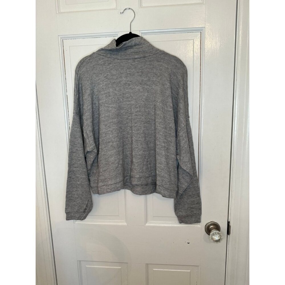 Lucky Brand Grey Turtleneck Sweater with Silver Metallic Stripes size XS NWT